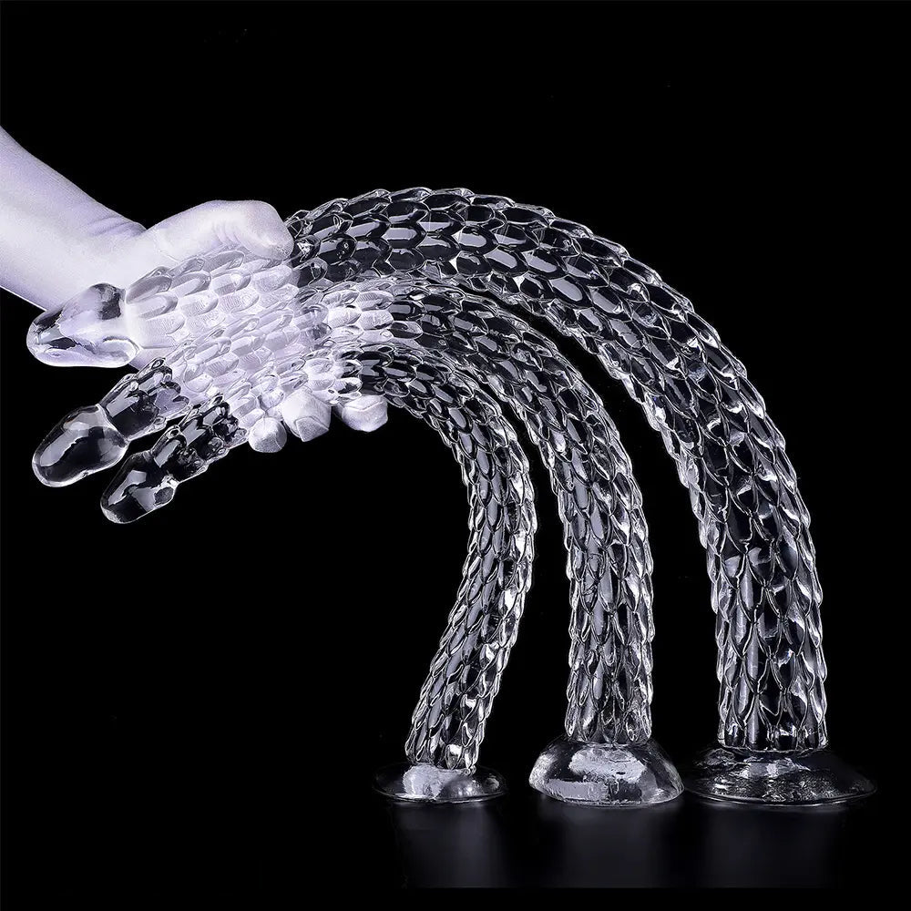 15.75in 19.69in 23.62in Huge Long Snake Scaly Clear Dildo Adult Toy
