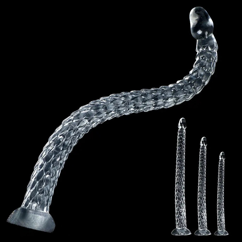 15.75in 19.69in 23.62in Huge Long Snake Scaly Clear Dildo Adult Toy