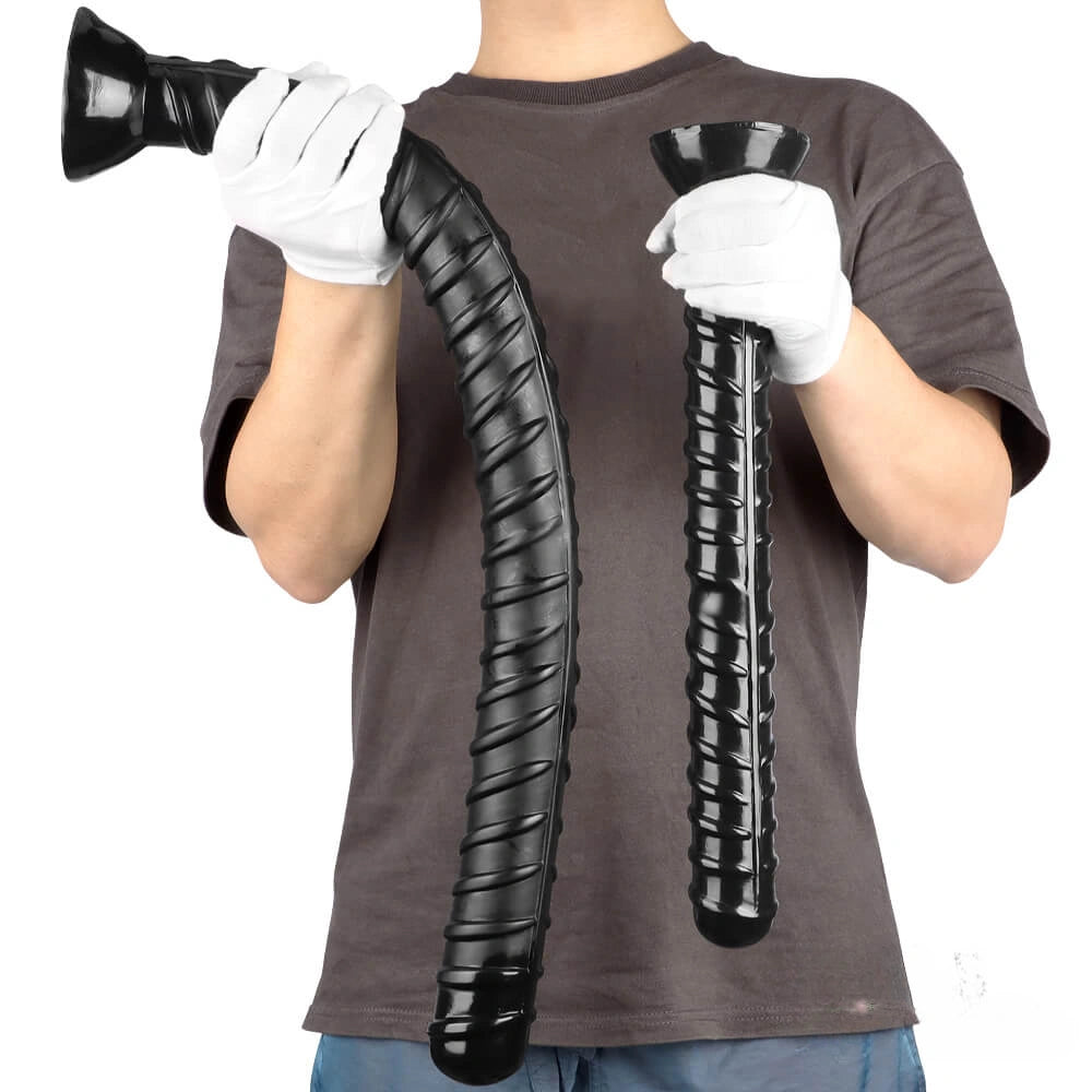 16.14in 26in Huge Black Lifelike Rebar Dildo Butt Plug For Anus