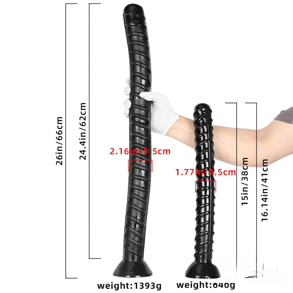 16.14in 26in Huge Black Lifelike Rebar Dildo Butt Plug For Anus