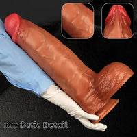 16.14in Extra Large Long Penis Liquid Silicone Dual Hardness Soft Anal Dildo