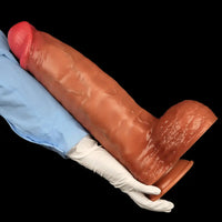16.14in Extra Large Long Penis Liquid Silicone Dual Hardness Soft Anal Dildo