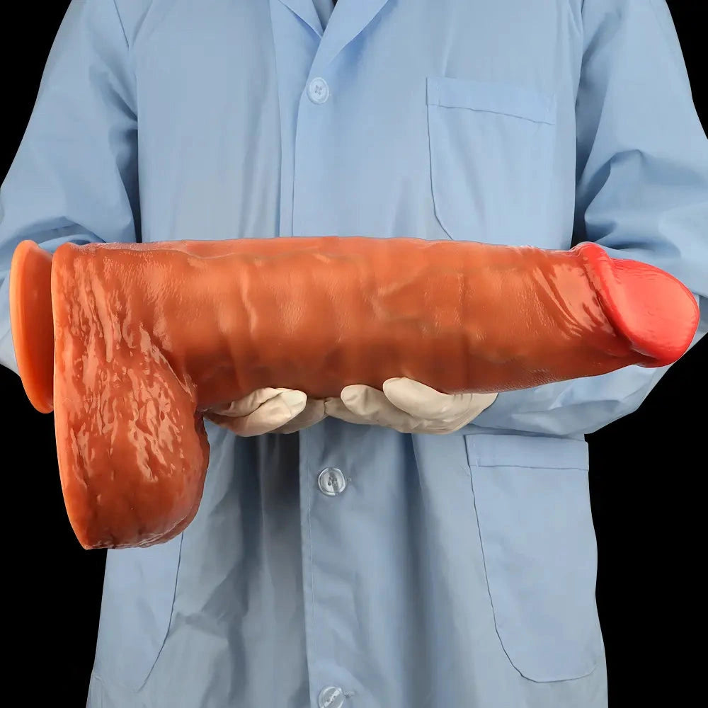 16.14in Extra Large Long Penis Liquid Silicone Dual Hardness Soft Anal Dildo