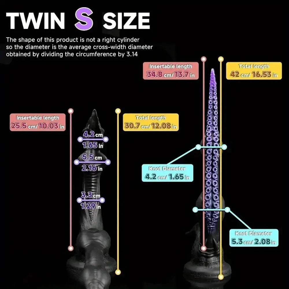 16.53in Tentacle Fantasy Silicone Dual-Headed Monster Suction Cup Dildo