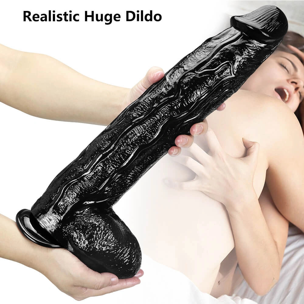 16.53in Thick Super Big Black Real Dildo For Anal Sex Stimulation