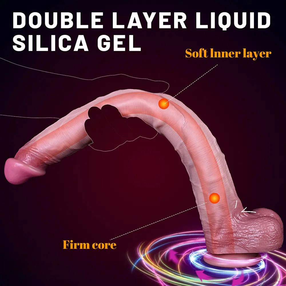 16.54in Extra-long Dual-Density Liquid Silicone Soft Huge Female Dildo
