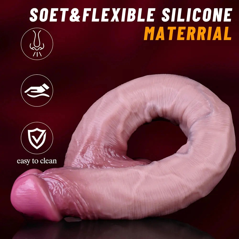 16.54in Extra-long Dual-Density Liquid Silicone Soft Huge Female Dildo