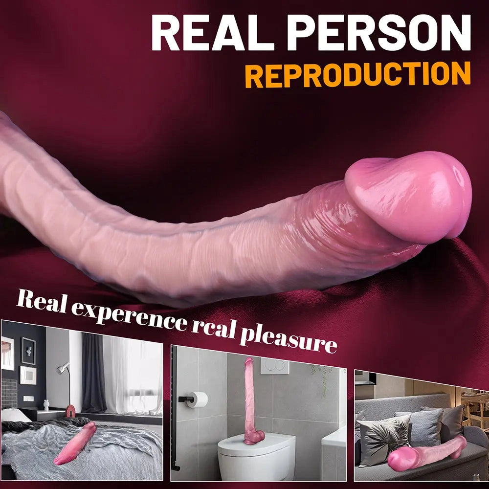 16.54in Extra-long Dual-Density Liquid Silicone Soft Huge Female Dildo