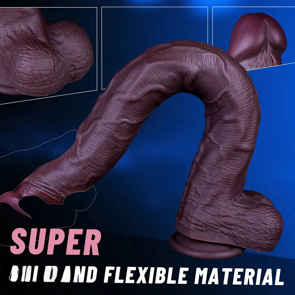 16.54in Extra-long Dual-Density Liquid Silicone Soft Huge Female Dildo