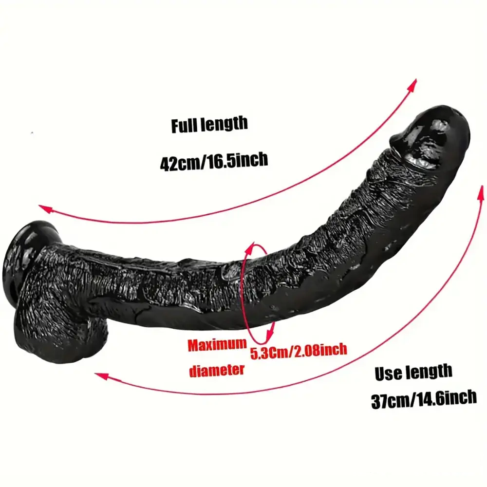 16.5in Realistic Large Long Black Anal Dildo For Male Female Sex Toy