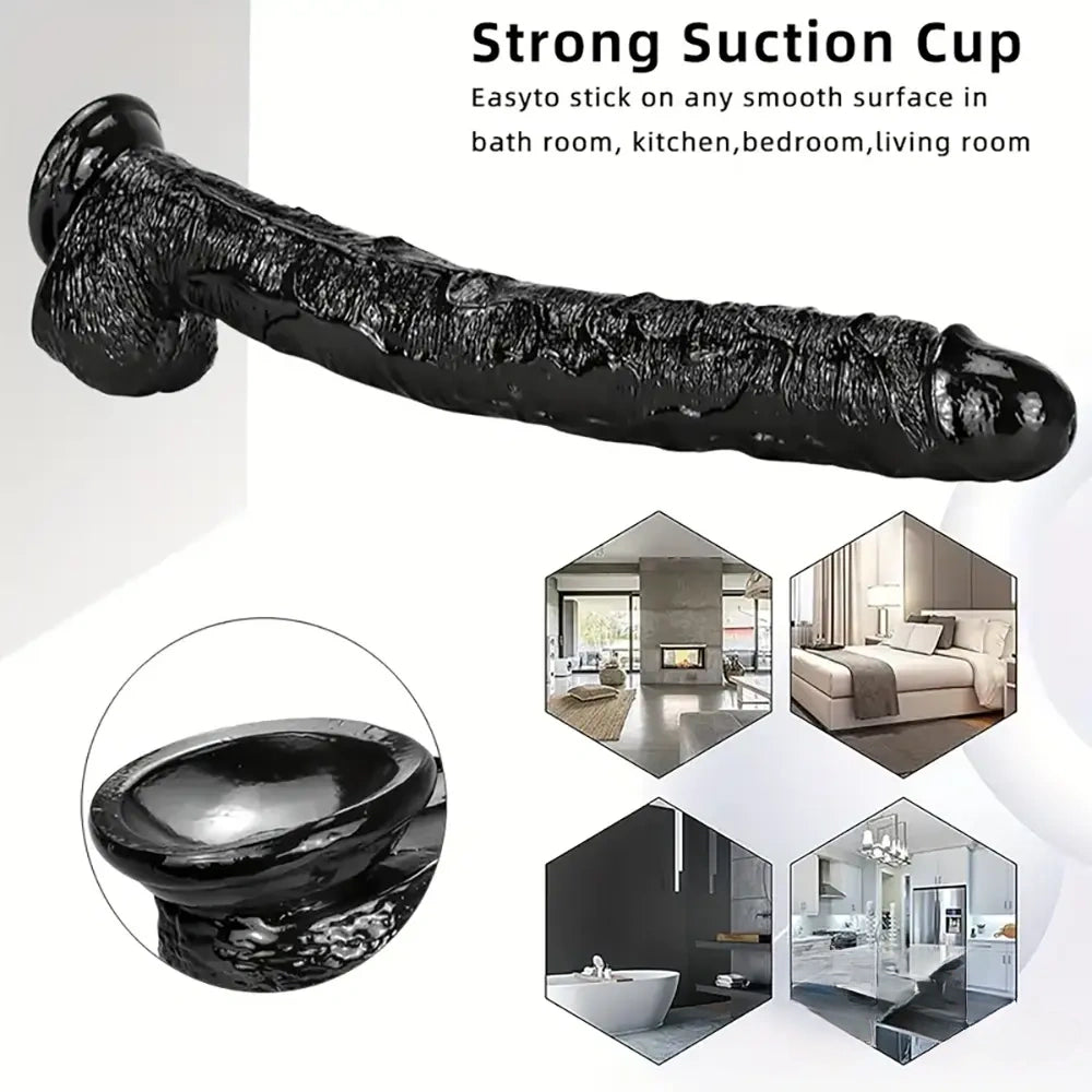 16.5in Realistic Large Long Black Anal Dildo For Male Female Sex Toy