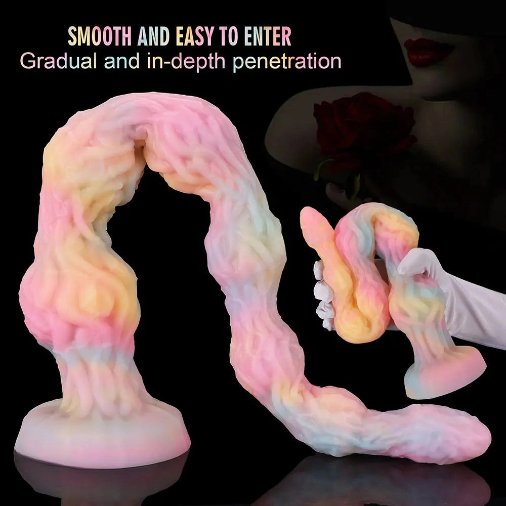 17.32in 21.25in 25.19in Luminous Pull Beads Silicone Dildo Butt Plug Rare Toy