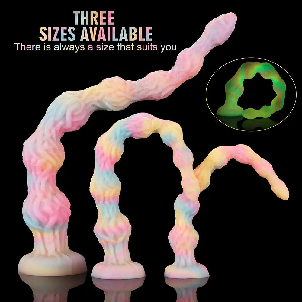 17.32in 21.25in 25.19in Luminous Pull Beads Silicone Dildo Butt Plug Rare Toy