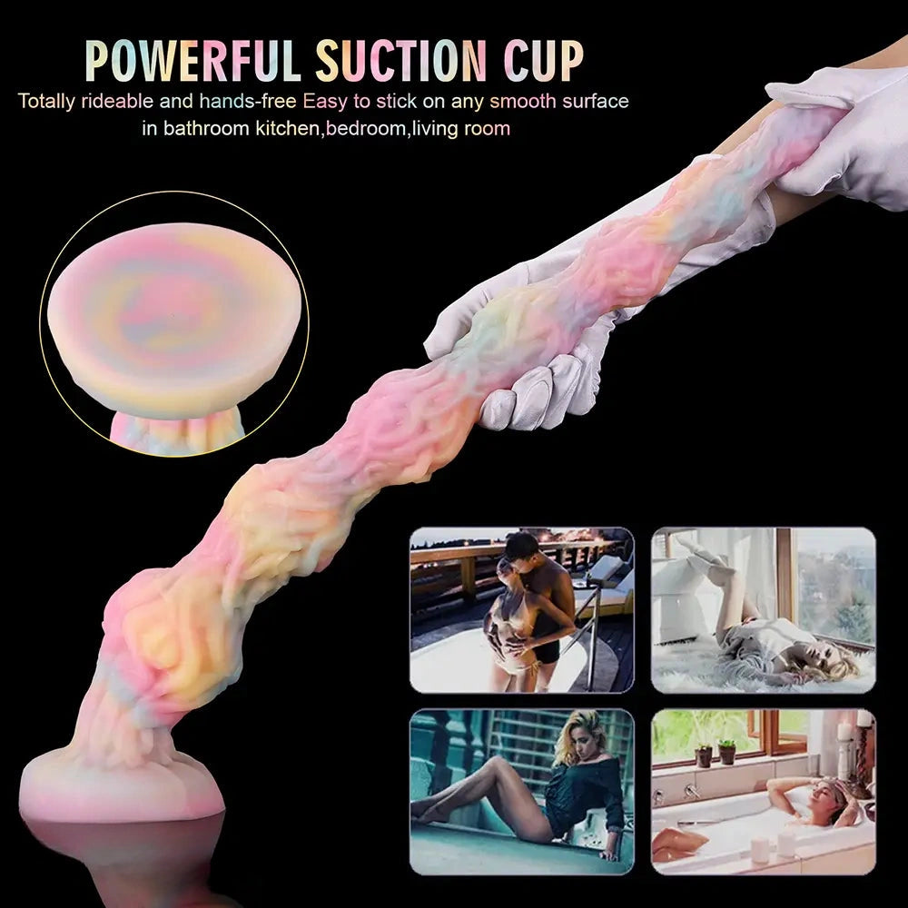 17.32in 21.25in 25.19in Luminous Pull Beads Silicone Dildo Butt Plug Rare Toy
