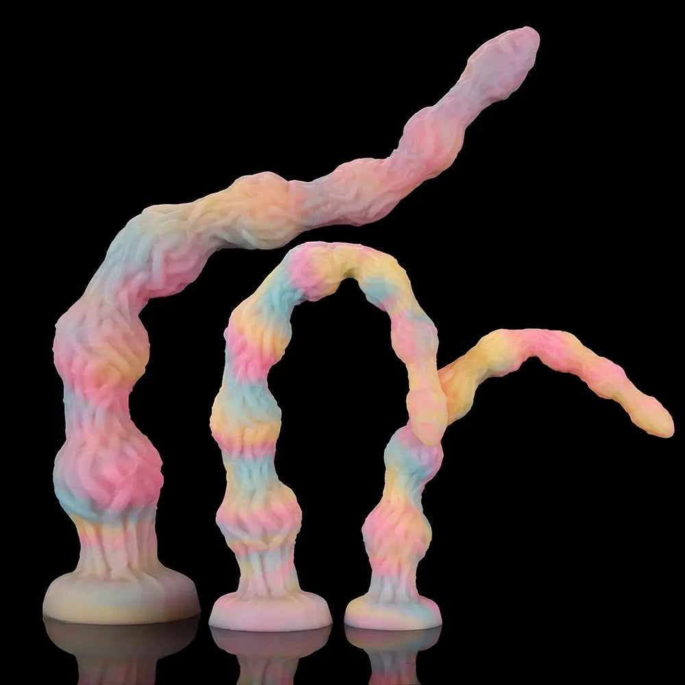 17.32in 21.25in 25.19in Luminous Pull Beads Silicone Dildo Butt Plug Rare Toy