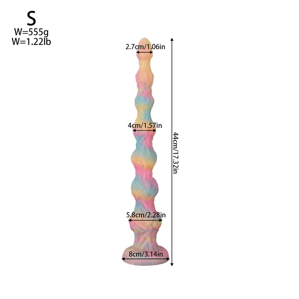 17.32in 21.25in 25.19in Luminous Pull Beads Silicone Dildo Butt Plug Rare Toy