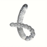 17.72in Clear Dual-Headed Dildo PVC Phallus Toy With Bead Chain