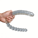 17.72in Clear Dual-Headed Dildo PVC Phallus Toy With Bead Chain