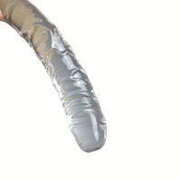 17.72in Clear Dual-Headed Dildo PVC Phallus Toy With Bead Chain