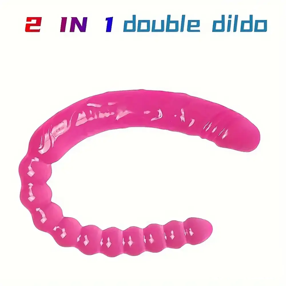 17.72in Extra Long Double Heads Crystal Pink Simulation Dildo With Beads