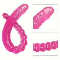 17.72in Extra Long Double Heads Crystal Pink Simulation Dildo With Beads
