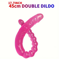 17.72in Extra Long Double Heads Crystal Pink Simulation Dildo With Beads