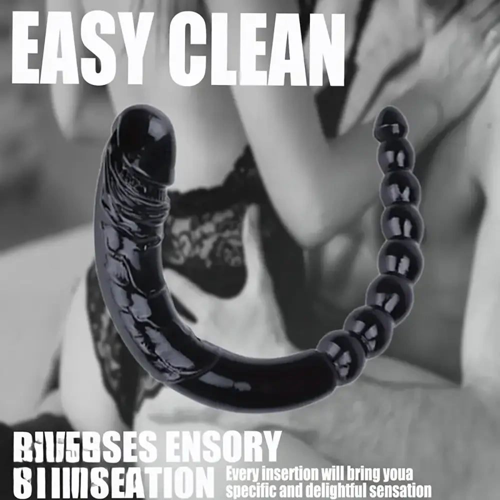 17.72in Extra Long Huge Double Heads Realistic Dildo With Anal Beads