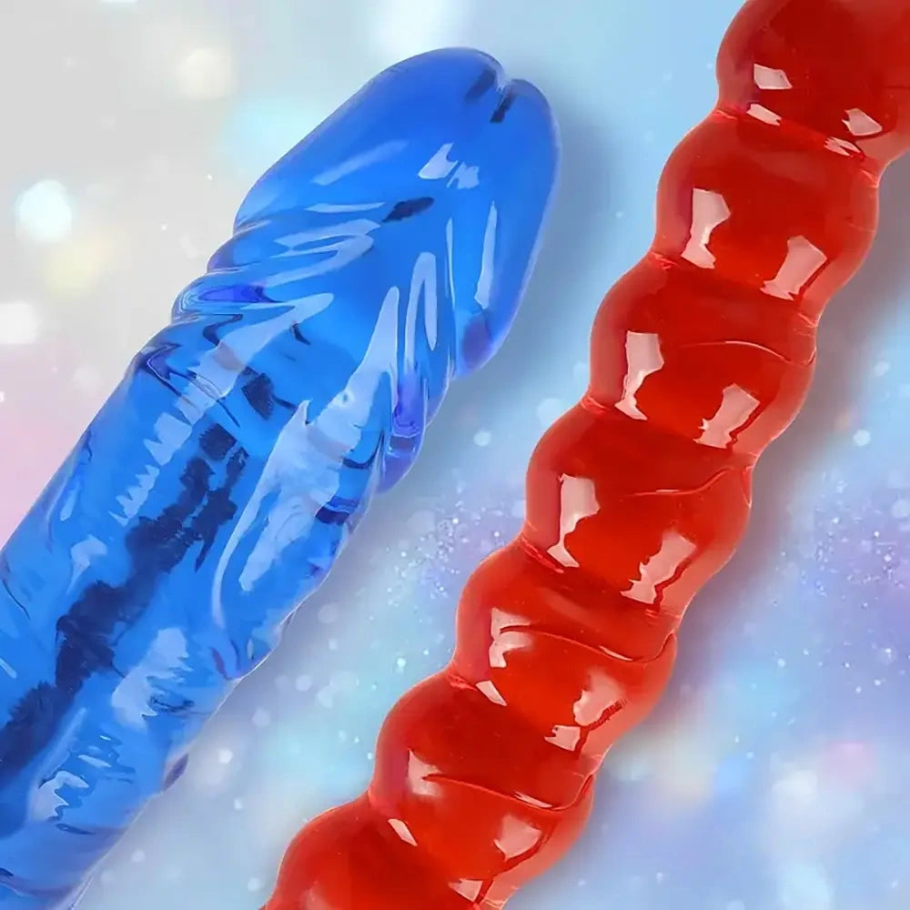 17.72in Real Look Double-headed Dildo Female Masturbator With Beads