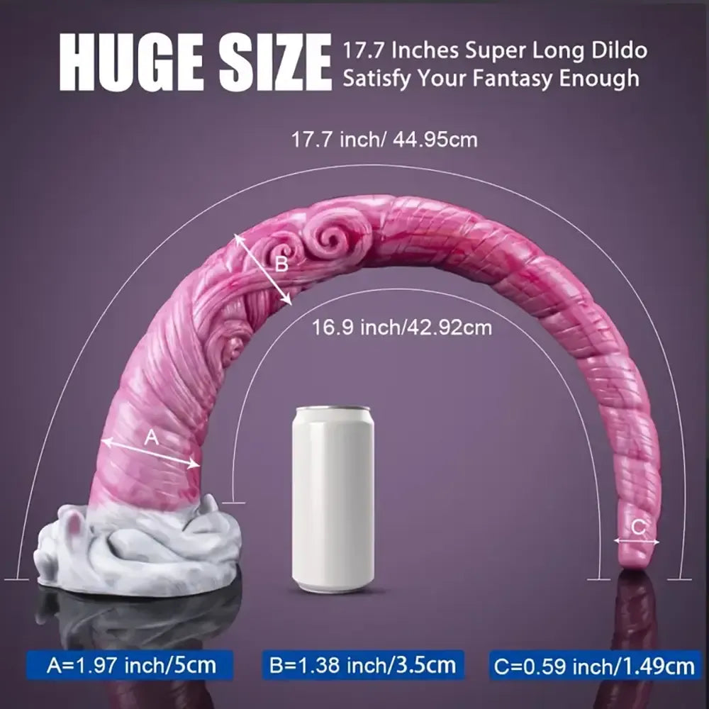 17.7in Unique Horn Elephant Fantasy Big Long Dildo For Hands-Free Play