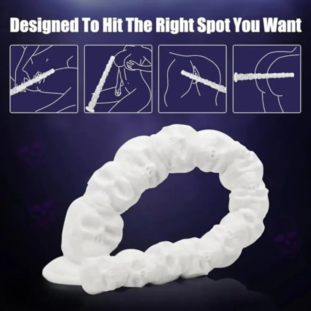 17.7in White Monster Skull Silicone Huge Fantasy Dildo For Deep Stretching