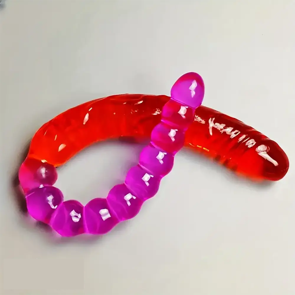 17.8in Big Long Dual Heads Dildo With Anal Beads For G-Spot Stimulator