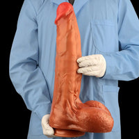 17.91in Extra Long Large Penis Liquid Silicone Dual Hardness Soft Dildo