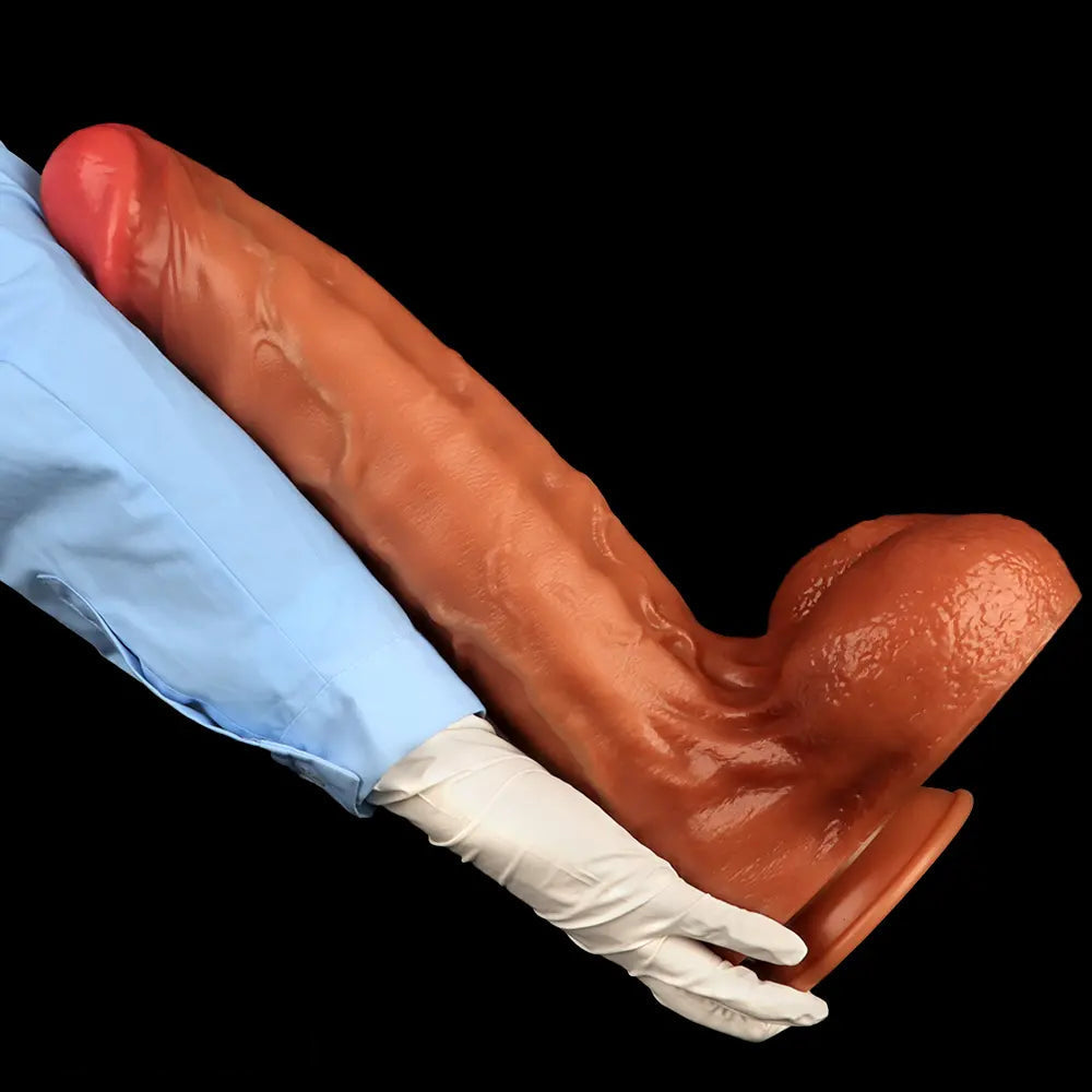 17.91in Extra Long Large Penis Liquid Silicone Dual Hardness Soft Dildo