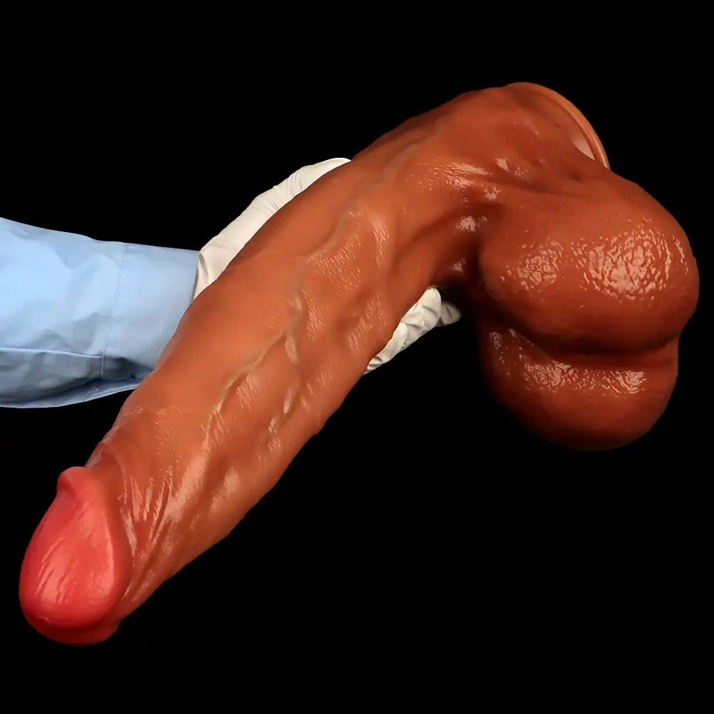17.91in Extra Long Large Penis Liquid Silicone Dual Hardness Soft Dildo