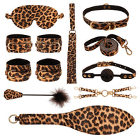 BDSM Kit 10PCS Restraints Foreplay Leather Bondage Set for Couples