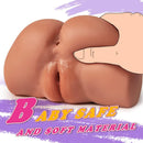 4.1Lb 2-in-1 Realistic Brown Big Ass Male Pocket Pussy with Virgin Tight Labia and Anus