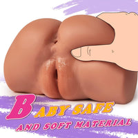 4.1Lb 2-in-1 Realistic Brown Big Ass Male Pocket Pussy with Virgin Tight Labia and Anus