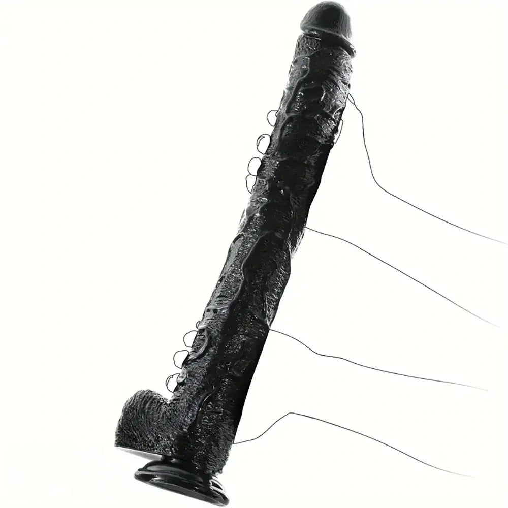 17in Prostate Gland Massage PVC Huge Black Long Dildo For Women