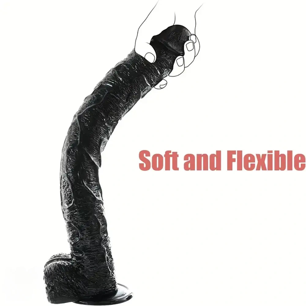 17in Prostate Gland Massage PVC Huge Black Long Dildo For Women