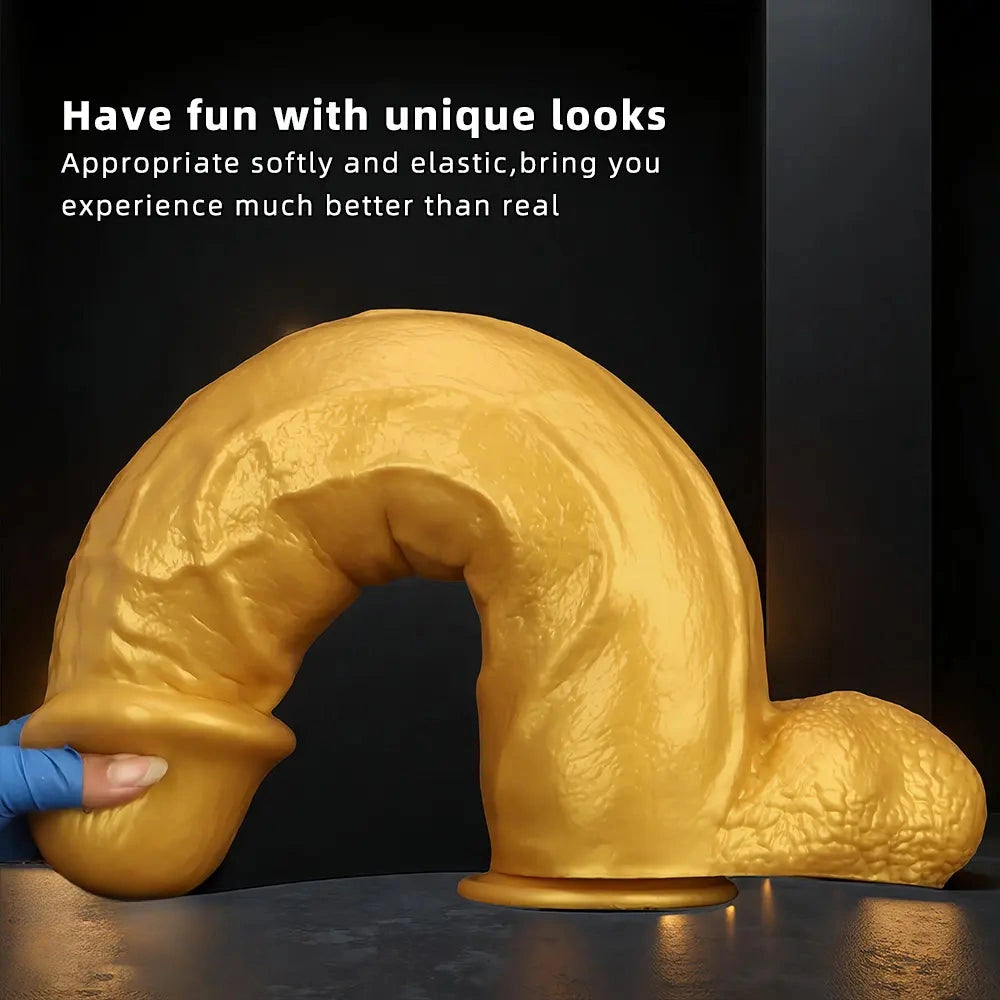 18.11in Gold Silicone Soft Huge Thick Long Dildo For Anus Vagina Sex Toy