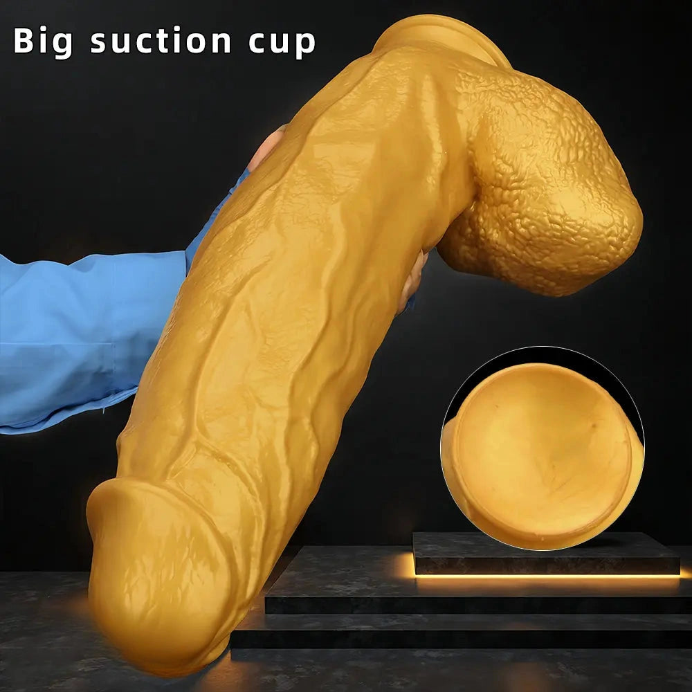 18.11in Gold Silicone Soft Huge Thick Long Dildo For Anus Vagina Sex Toy