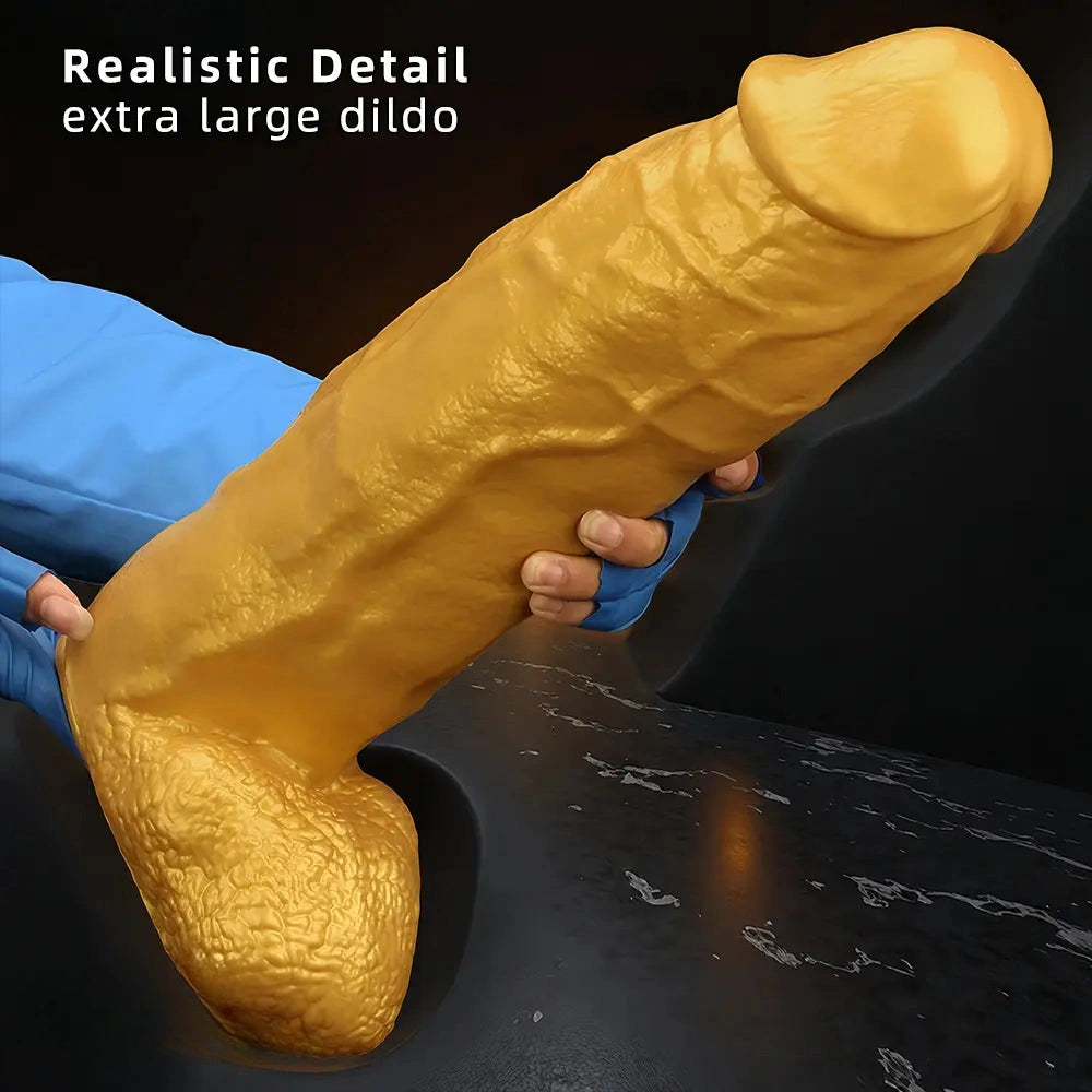 18.11in Gold Silicone Soft Huge Thick Long Dildo For Anus Vagina Sex Toy