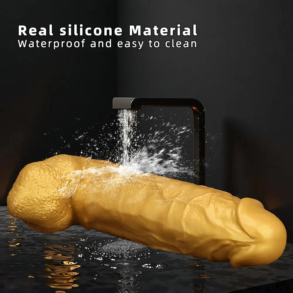 18.11in Gold Silicone Soft Huge Thick Long Dildo For Anus Vagina Sex Toy