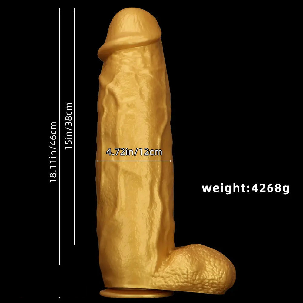 18.11in Gold Silicone Soft Huge Thick Long Dildo For Anus Vagina Sex Toy