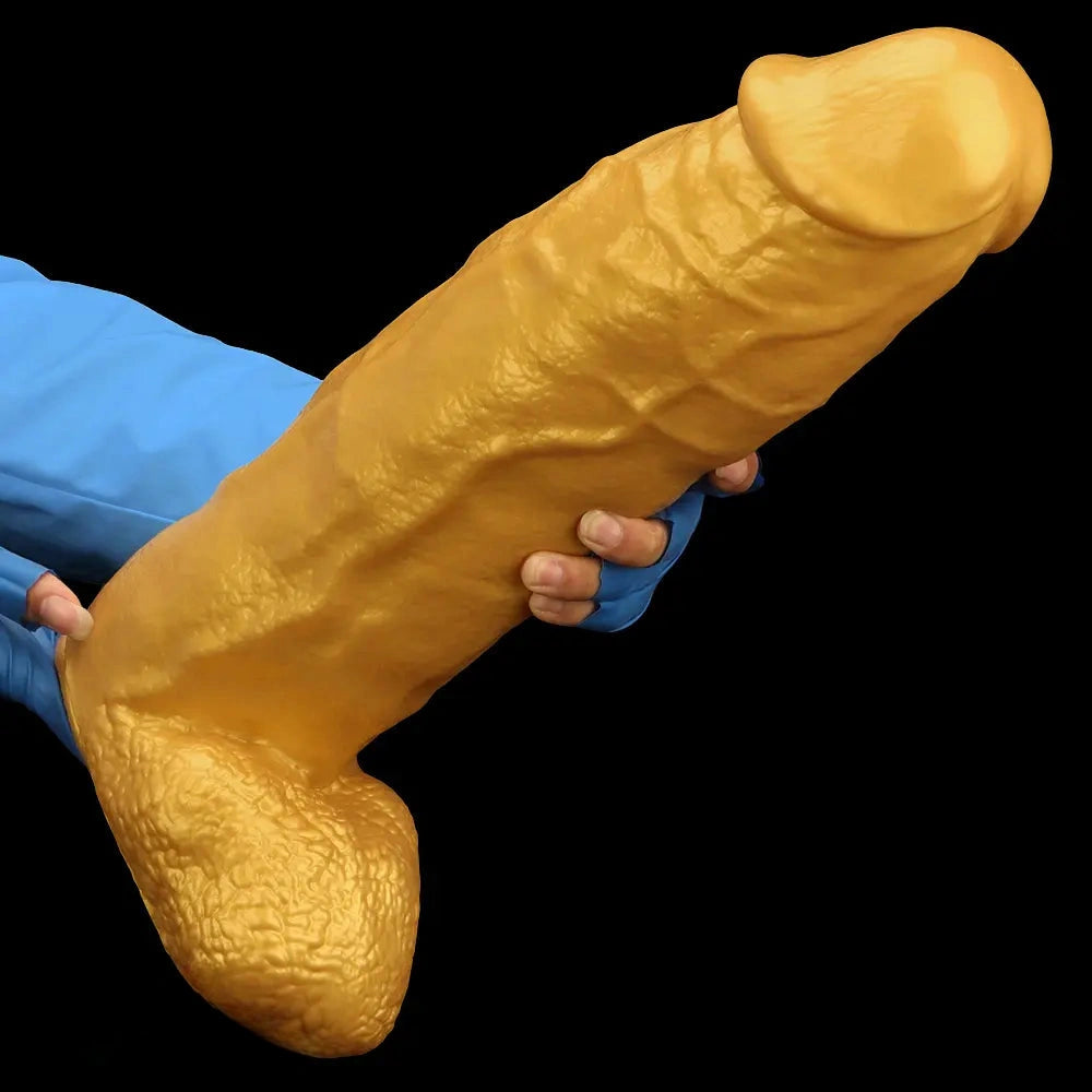 18.11in Gold Silicone Soft Huge Thick Long Dildo For Anus Vagina Sex Toy