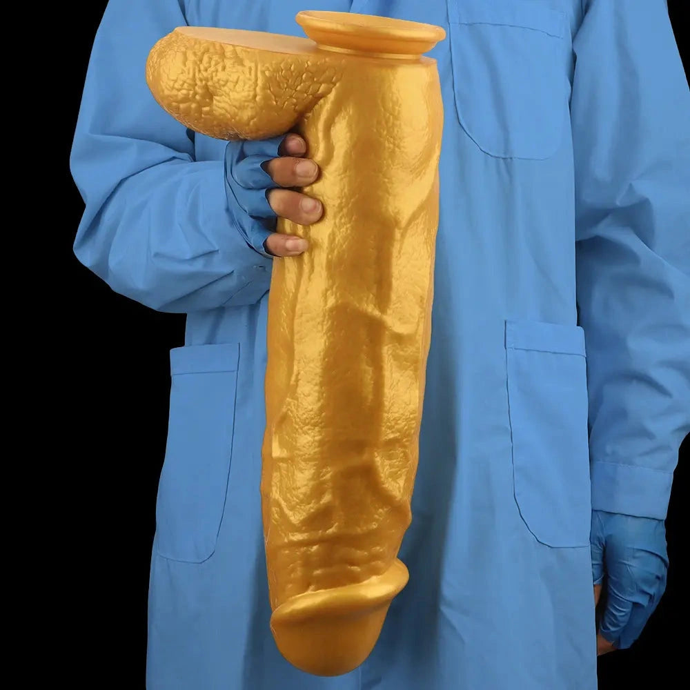18.11in Gold Silicone Soft Huge Thick Long Dildo For Anus Vagina Sex Toy