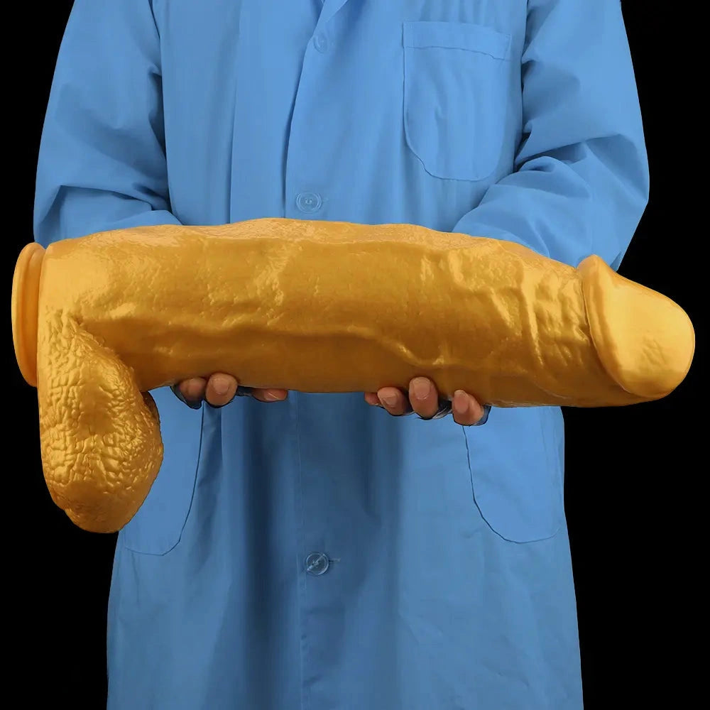 18.11in Gold Silicone Soft Huge Thick Long Dildo For Anus Vagina Sex Toy