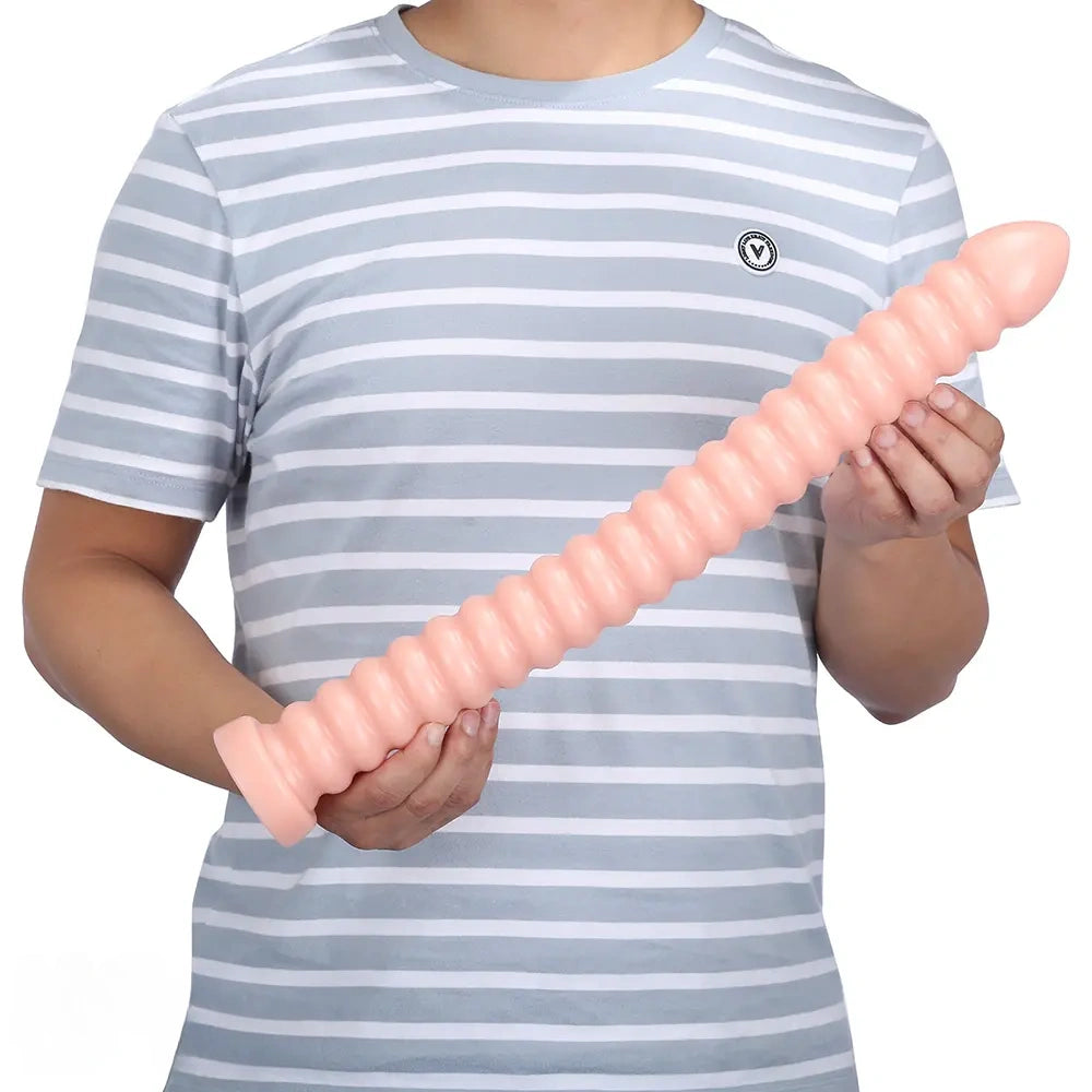 18.31in Extra Long PVC Huge Dildo Spiral Beads Anal Butt Plug