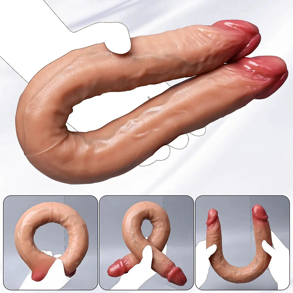 18.3in Dual Sided Dildo Soft Big Silicone Cock For Women And Couples