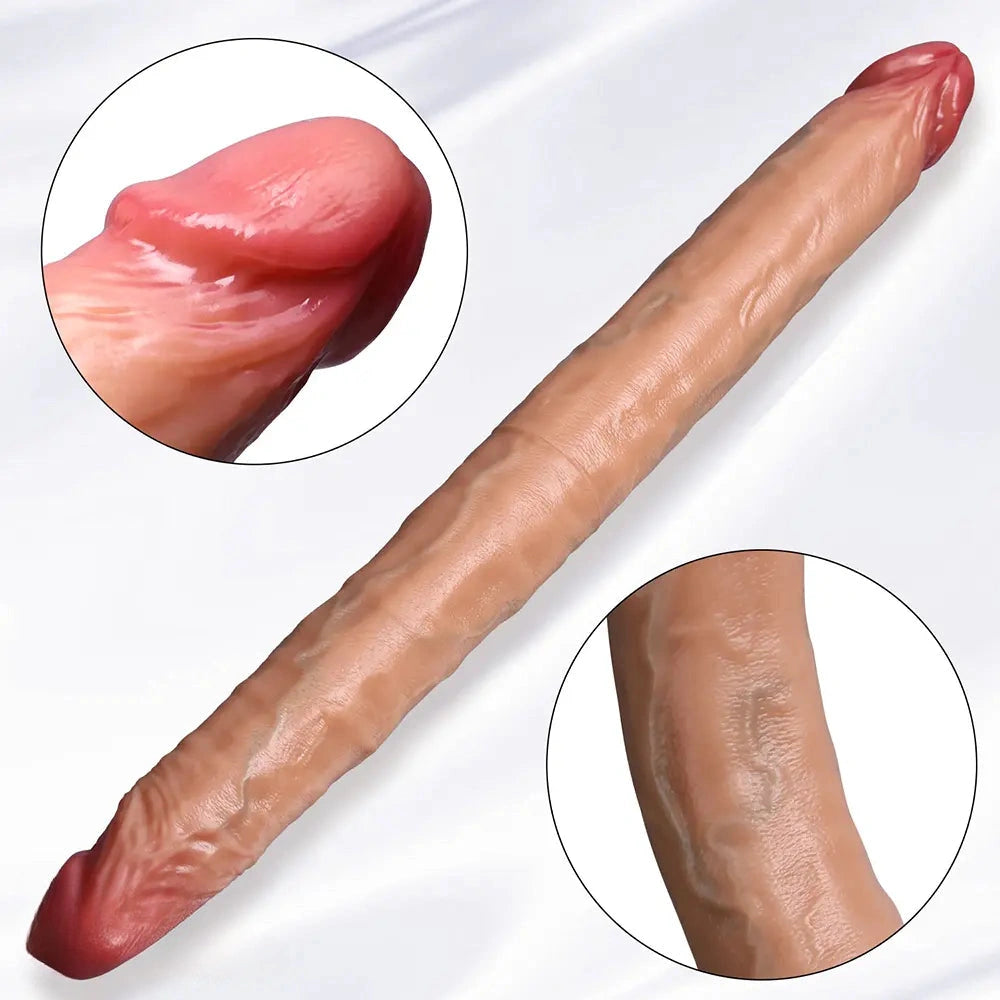 18.3in Dual Sided Dildo Soft Big Silicone Cock For Women And Couples